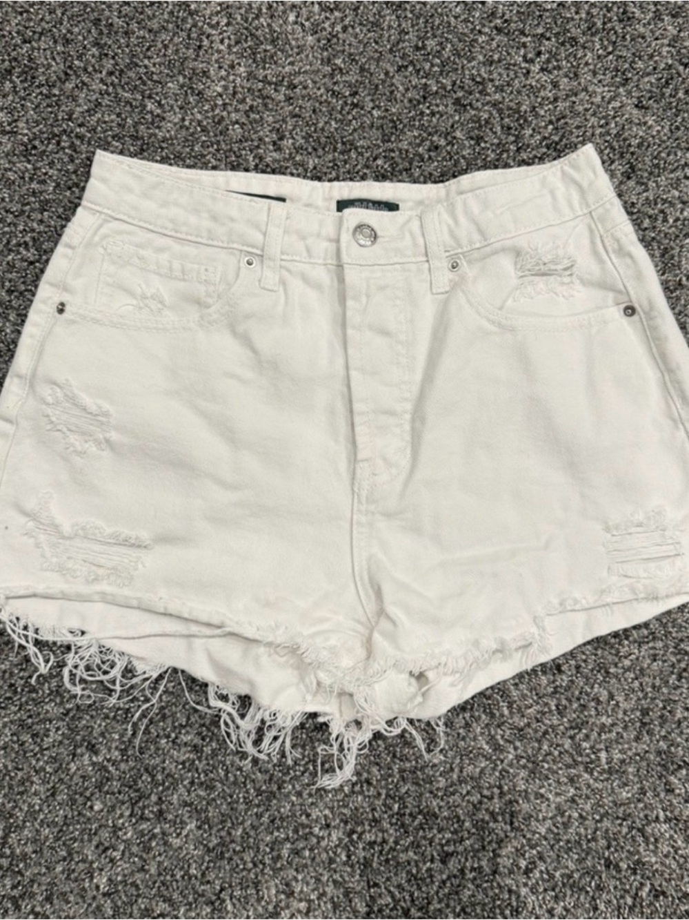 wild fable White Distressed High-Rise Denim Shorts
